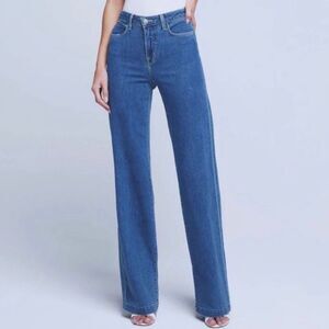 L’AGENCE Clayton High Rise‎ Wide Leg Jeans Size 30 Long Tall in Salina Blue